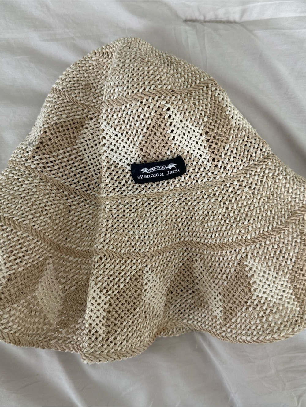 Panama Jack Natural Straw Sun Hat with Tan Trim